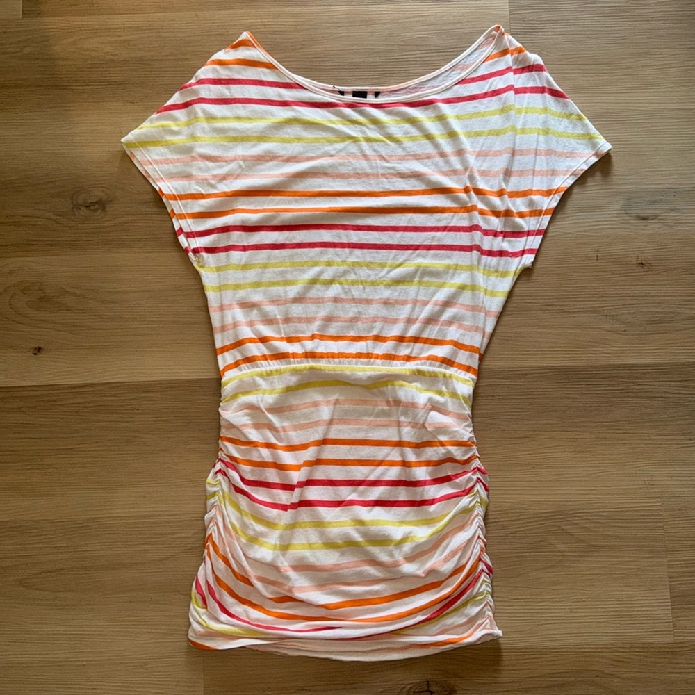Victoria’s Secret beach dress cover-up, Small striped yellow orange peach red